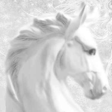 White Winter Horse 绘画 标题为“White Winter Horse” 由Tony Rubino, 原创艺术品, 丙烯 安装在木质担架架上