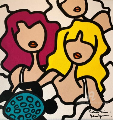 Painting titled "Fragiles archipels" by Caroline Montigneaux, Original Artwork, Acrylic Mounted on Wood Stretcher frame