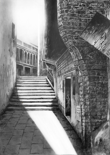 Vieille Rue 13 Tekening getiteld "Vieille Rue 13" door Franzart, Origineel Kunstwerk, Potlood
