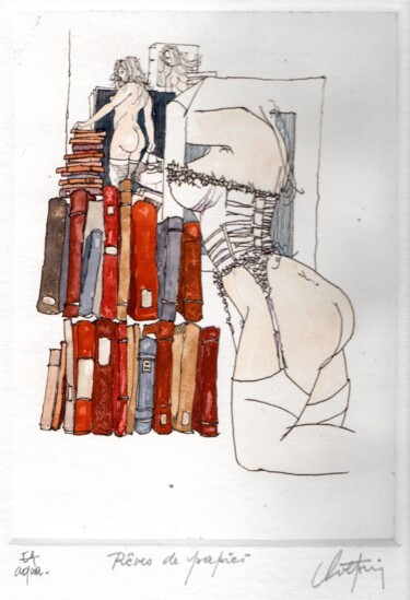 印花与版画 标题为“Rêves de papier” 由André Colpin, 原创艺术品, 蚀刻
