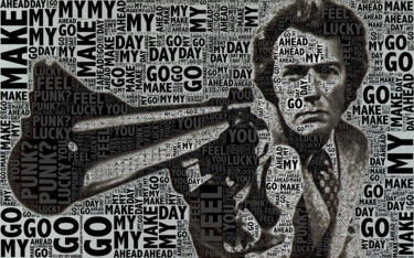 Clint Eastwood Dirty Harry 绘画 标题为“Clint Eastwood Dirt…” 由Tony Rubino, 原创艺术品, 丙烯 安装在木质担架架上