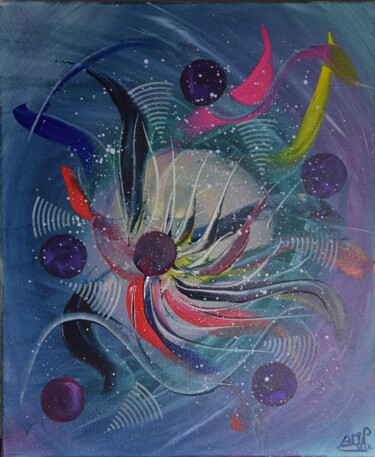 Schilderij getiteld "Planète 1" door Anne Marie Palaze, Origineel Kunstwerk, Acryl