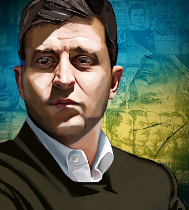 绘画 标题为“Volodymyr Zelensky 3” 由Ira Tsantekidou, 原创艺术品, 数字油画