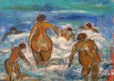 Peinture intitulée "La baignade" par Christiane Casanova, Œuvre d'art originale