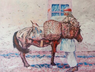 Man With Mule acrylic painting on canvas 绘画 标题为“Man With Mule acryl…” 由Filip Petrovic, 原创艺术品, 丙烯 安装在木质担架架上
