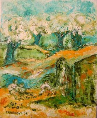 Peinture intitulée "Derrière la maison" par Christiane Casanova, Œuvre d'art originale