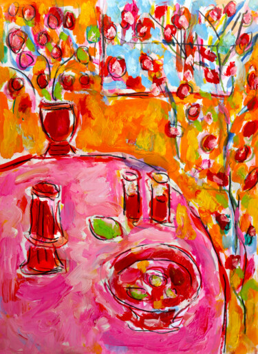Peinture intitulée "Happy table" par Jean Mirre, Œuvre d'art originale, Huile