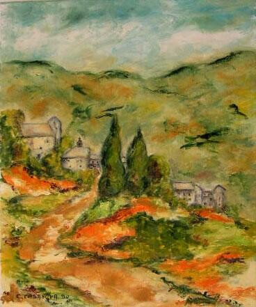 Peinture intitulée "Vignale-Corse" par Christiane Casanova, Œuvre d'art originale