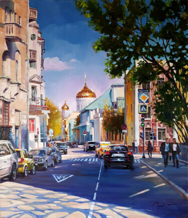 Pittura intitolato "Град сияющий." da Evgenii Gusev, Opera d'arte originale, Olio