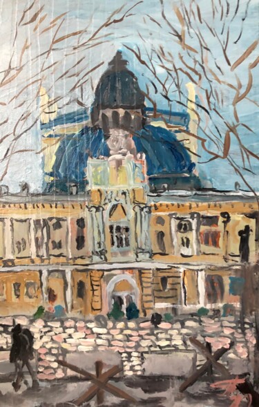Одесса . Оперный театр февраль 22 Peinture intitulée "Одесса . Оперный те…" par Sebini, Œuvre d'art originale, Huile