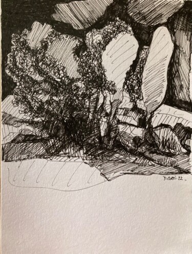 Drawing titled "Orage" by Dominique Corti, Original Artwork, Ink