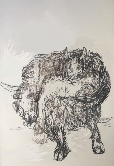 Dessin intitulée "Le dieu Pan" par Olga Richir, Œuvre d'art originale, Stylo à bille