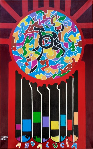 Painting titled "A15 - ANDALUCIA" by Claude Le Roy, Original Artwork, Acrylic Mounted on Wood Stretcher frame