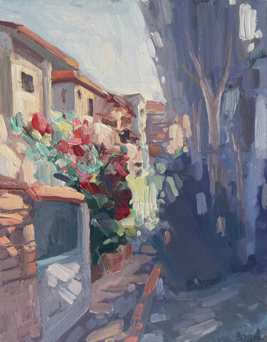 Schilderij getiteld "Sunny cozy blooming…" door Anna Bogushevskaya, Origineel Kunstwerk, Olie