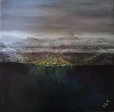绘画 标题为“Brume sur le lac 2” 由Didier Di Martino, 原创艺术品, 丙烯 安装在木质担架架上