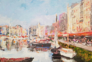 Port of Honfleur Peinture intitulée "Port of Honfleur" par Wimvandewege, Œuvre d'art originale, Acrylique
