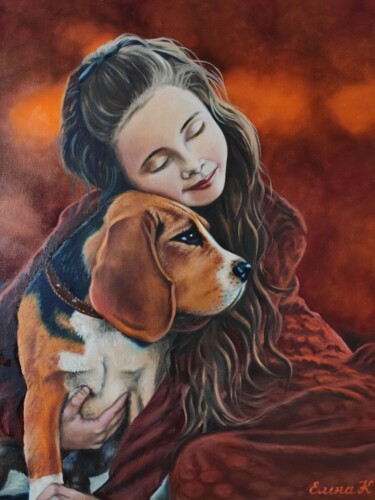 "Best friends" başlıklı Tablo Elena Kozyutenko tarafından, Orijinal sanat, Petrol Karton üzerine monte edilmiş