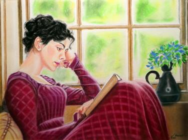 Peinture intitulée "Lecture" par Fred Mahieu, Œuvre d'art originale, Pastel