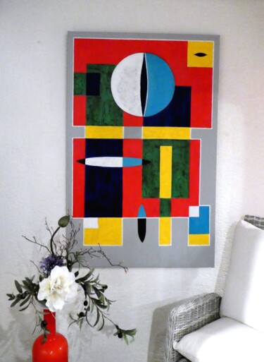 Malerei mit dem Titel "Geometrie in Farben" von Urs, Original-Kunstwerk, Acryl