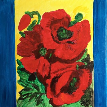 Peinture intitulée "Les coquelicots" par Murielle Lucie Clément, Œuvre d'art originale, Acrylique