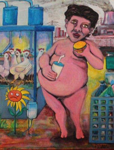 mutant moderne Painting titled "mutant moderne" by Philippe Aguasca, Original Artwork, Acrylic Mounted on Wood Stretcher frame
