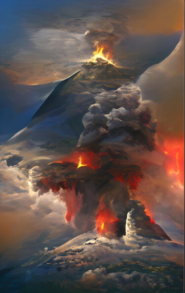 Arte digitale intitolato "VOLCANO ERUPTION 3" da Mahesh Tolani, Opera d'arte originale, Pittura digitale