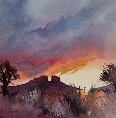 Peinture intitulée "Sedona F3 90" par Isabelle Seruch Capouillez, Œuvre d'art originale, Aquarelle