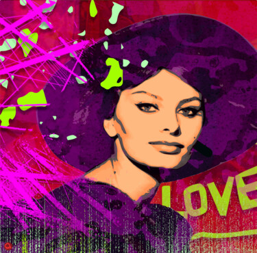 Malerei mit dem Titel "Sophia Loren" von Angelo Makula, Original-Kunstwerk, Acryl