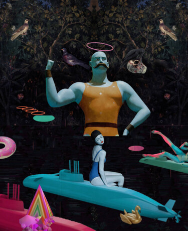 绘画 标题为“submarines bay” 由Igor Skaletsky, 原创艺术品, 丙烯