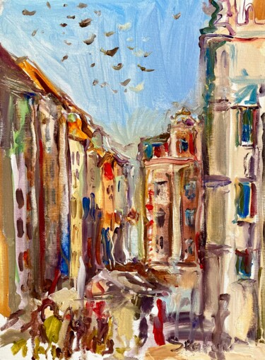 old city street 绘画 标题为“old city street” 由Mari Skakun, 原创艺术品, 油