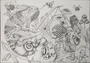 Dessin intitulée "Nature 1" par Kpbc, Œuvre d'art originale, Encre
