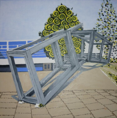 Rund um Schwabmünchen Skulptur am Schulhof 14/14 Painting titled "Rund um Schwabmünch…" by Karin Sternberg, Original Artwork, Oil