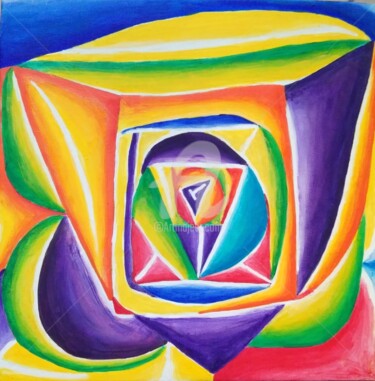 Pittura intitolato "Il centro" da Arduino Rossi, Opera d'arte originale, Acrilico Montato su Telaio per barella in legno