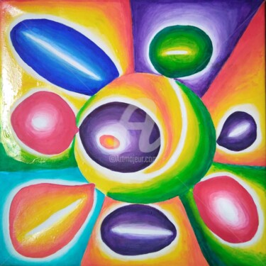 Pittura intitolato "Palloni" da Arduino Rossi, Opera d'arte originale, Acrilico Montato su Telaio per barella in legno