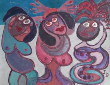 Painting titled "Les 3 Grâces  2007" by Jacques Desvaux (JD), Original Artwork, Acrylic