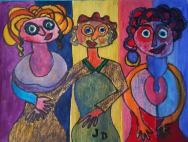 Painting titled "Les 3 Grâces 2017" by Jacques Desvaux (JD), Original Artwork, Acrylic