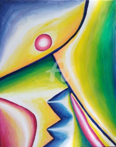 Pittura intitolato "Il lanciatore" da Arduino Rossi, Opera d'arte originale, Acrilico Montato su Telaio per barella in legno