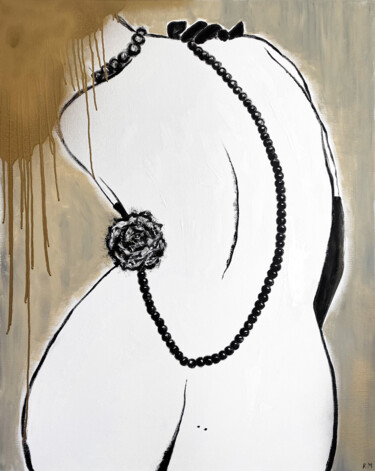 MADAME WITH TWO MOLES 绘画 标题为“MADAME WITH TWO MOL…” 由Kristina Mallen, 原创艺术品, 油 安装在木质担架架上