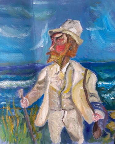 Peinture intitulée "L'Explorateur" par Amazeigh Bouzékri, Œuvre d'art originale, Huile