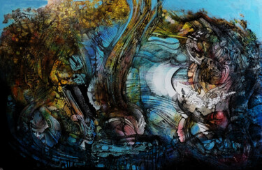 Malerei mit dem Titel "Convergences" von Hervé Fayolle, Original-Kunstwerk, Acryl