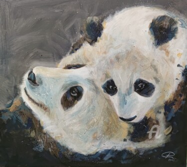 Two Pandas originai painting Painting titled "Two Pandas originai…" by Valentina Reymer, Original Artwork, Acrylic