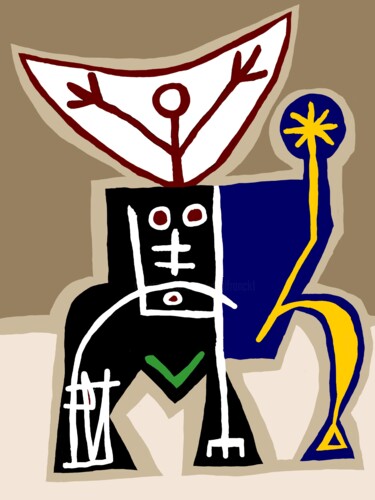 数字艺术 标题为“l'adoration du taur…” 由Franck Vidal, 原创艺术品, 数字油画