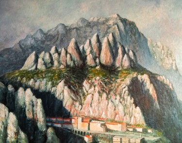 绘画 标题为“Montserrat monaster…” 由Stjepan Lezaic (Pepi), 原创艺术品, 油