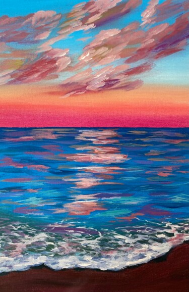 绘画 标题为“"Pink Sunset" Color…” 由Elena Tuncer, 原创艺术品, 丙烯