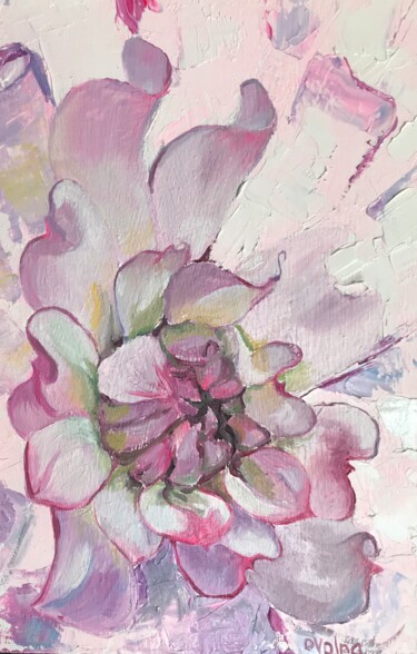 White Pink Flower Schilderij getiteld "White Pink Flower" door Olga Volna, Origineel Kunstwerk, Olie