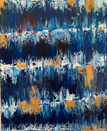 Painting titled "I havet" by Sofie Hellberg, Original Artwork, Acrylic Mounted on Wood Stretcher frame