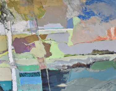 Painting titled "Paysage avec arbres…" by Louisa Vernet-Déan, Original Artwork, Acrylic Mounted on Wood Stretcher frame