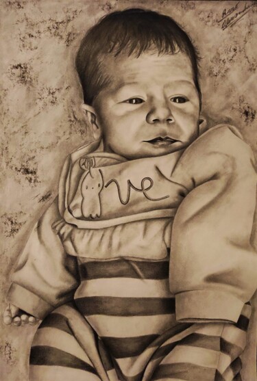 Mia figlia Arianna Dessin intitulée "Mia figlia Arianna" par Alessandro Rizzo, Œuvre d'art originale, Crayon