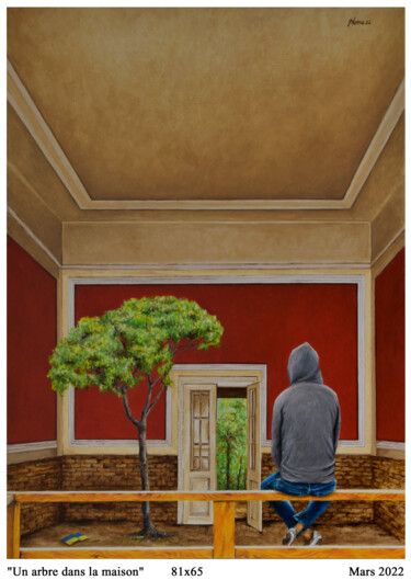 Peinture intitulée "Un arbre dans la ma…" par Plumerand Frédéric, Œuvre d'art originale, Huile Monté sur Châssis en bois