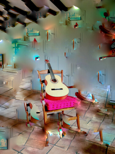Arts numériques intitulée "La guitare" par Myriam Djaouk, Œuvre d'art originale, Travail numérique 2D